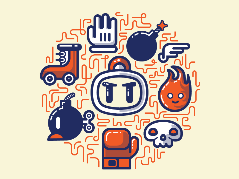 Bomberman Essentials bomberman character collection essentials fun game illustration illustrator nintendo simple snes vector