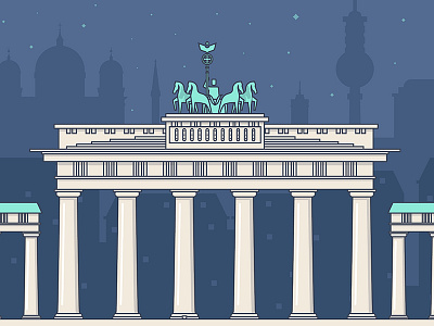 Berlin berlin brandenburg gateб capital city fireart fireart studio flat outline