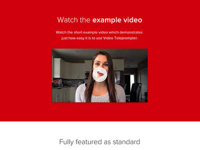 Landing page with example video app ios landing page teleprompter video website