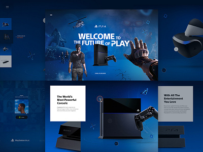 Playstation 4™ 360 3d gamer gaming immersive interactive playstation ps4 redesign ui webdesign webgl