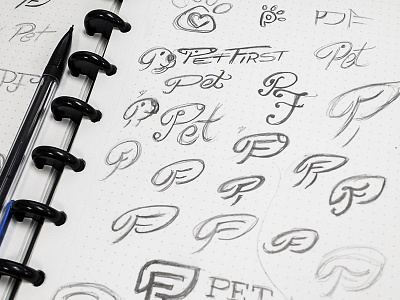 PF branding identity logo logo design pets sketches vet