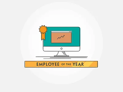 Employee of the Year computer employee of the year flat icon illustration line vector web website