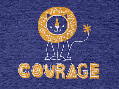 Courage cute handlettering lion orange