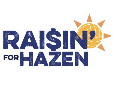 Raisin' For Hazen Fundraiser Logo blue fundraiser non profit orange sun volleyball yellow