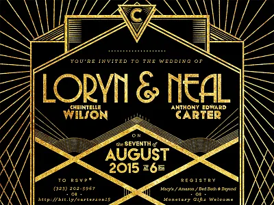 Loryn & Neal Wedding Invite art deco art direction graphic design invitation print wedding