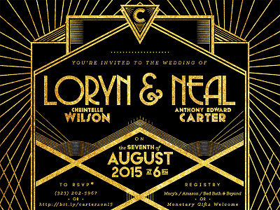 Loryn & Neal Wedding Invite art deco art direction graphic design invitation print wedding
