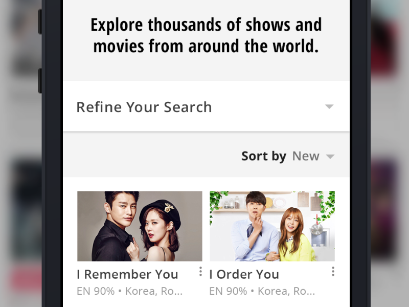 Viki Explore Page explore filter listings made with invision mobile web video viki wip