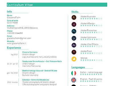 Curriculum Vitae new version clear curriculum vitae cv experience graphic design inspiration languages layout minimal resume skills