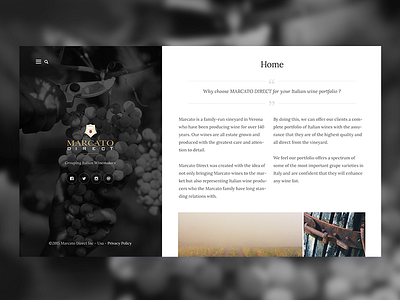 Marcato Direct Inc black and white gold homepage italy responsive user interface website white wine