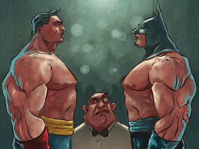 Toe to Toe batman boxing characters comics dc fight illustration photoshop poster superman