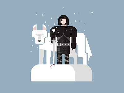 Jon Snow cartoon character flat illustration kit8 vector wolf