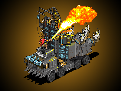 Doof-doof wagon doof iso isometric mad max pixel pixel art pixelart