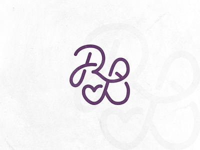 RB Monogram custom hand written heart letter mark monogram typography