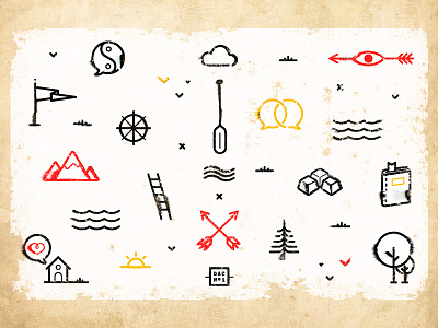 Designer Adventure Club Postcard #1 adventure branding camp camping icon outdoor paddles postcard swag trees vintage