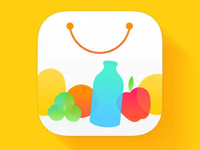 "Buy Me a Pie!" icon redesign app bag food fruit icon ios redesign smile