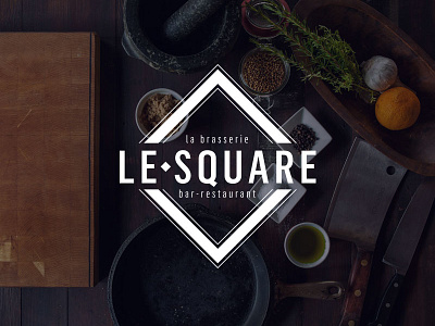 Logo Le Square branding brasserie identity in progress work