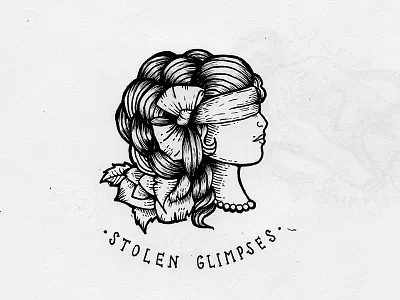 Stolen Glimpses branding draw girl handrawn logo oldschool vintage