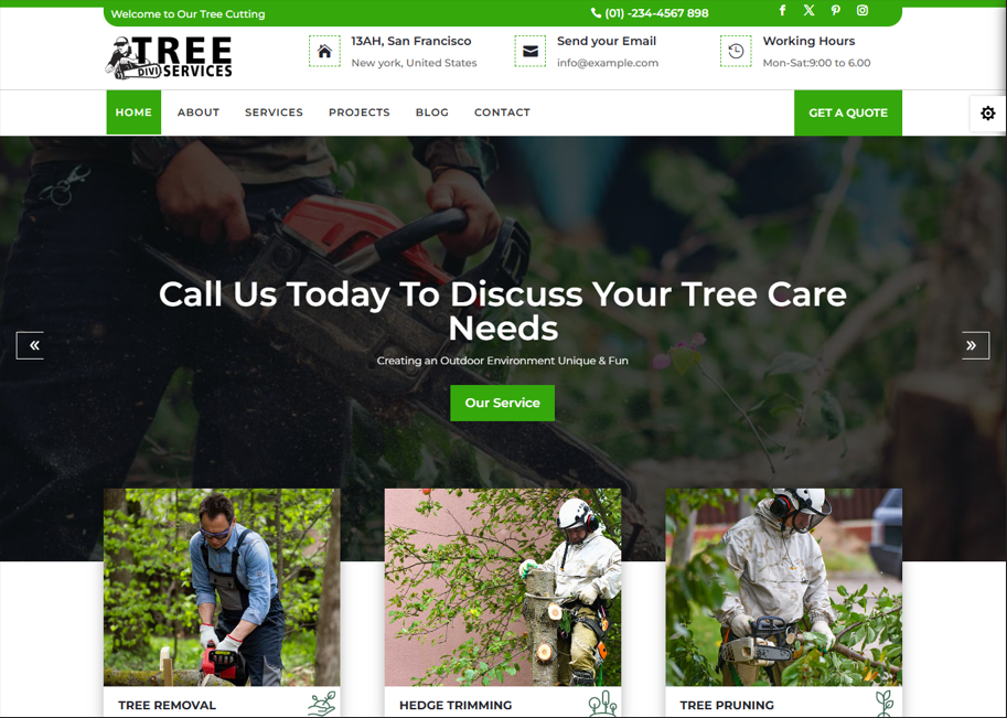 Example of Tree Removal Service Word Press Website