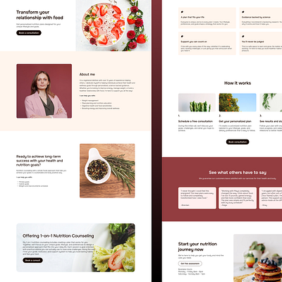 Nutritionists/Dietitians: Landing Page Design clean dietitian framer home page landing page local business modern nutritionist professional ui ux web design web development webflow website wordpress