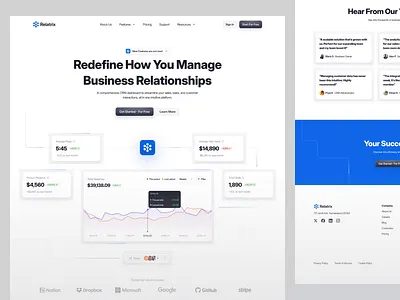 Relatix - Landing Page animation business design landing page marketing motion graphics saas ui uidesign ux uxdesign uxerflow web web design website website design