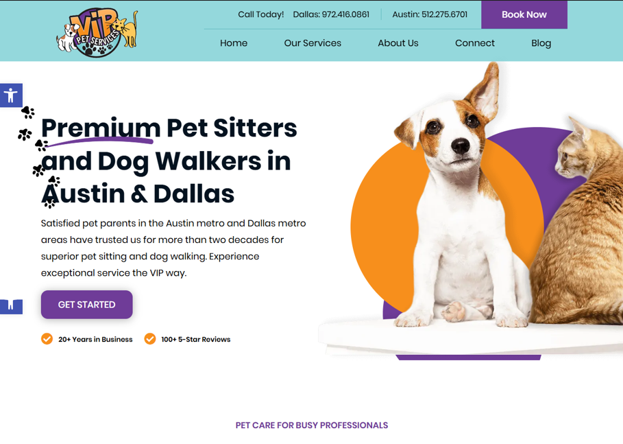 Pet Sitting WordPress Website business divi landing page design pet sitting ui design web design website website devlopment website redesign