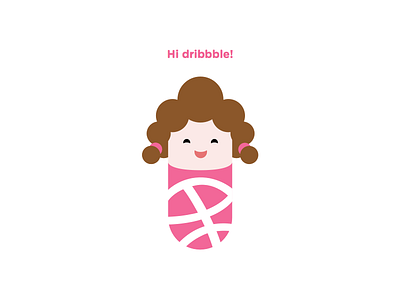 Hi dribbble! doll dribbble first illustration invitation mail pink start ui design