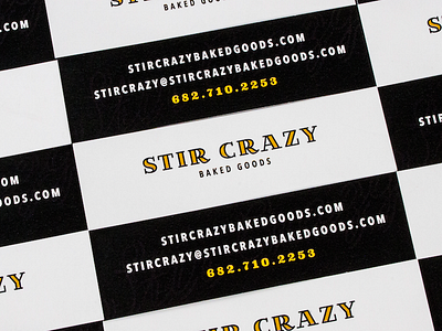 Stir Crazy Business Cards bakery black branding business card logo white yellow