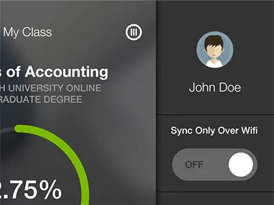 Slide In Menu application charcoal hamburger menu mobile app navigation options