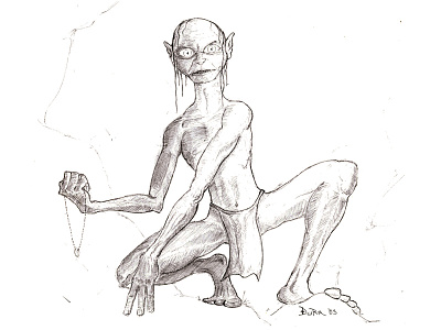 Golum comic drawing freehand sketch