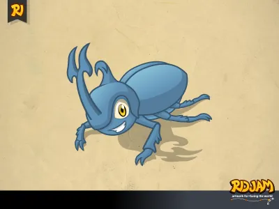 Rhino Beetle Cartoon Character animal beetle bug cartoon character funny illustration insect rhino ridjam vector