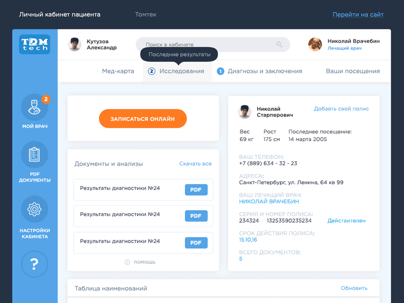 Tom tech CRM — Clinic clinic crm gui medic tech tom