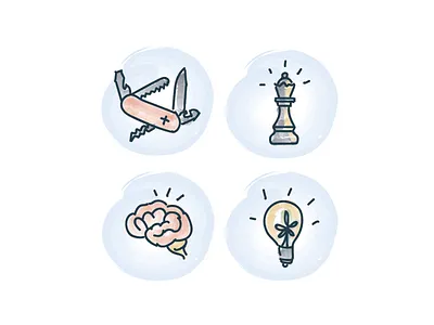 We Have A Type brain chess piece creatives generalists intellectuals leaders light bulb queen swiss army knife