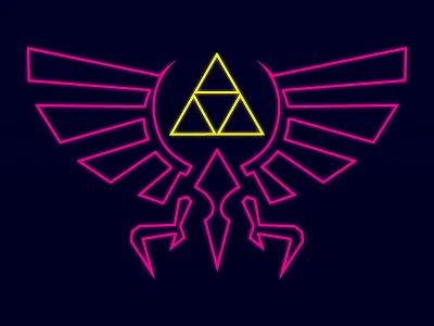 Neon Zelda illustrator neon pink poster triforce vector yellow zelda