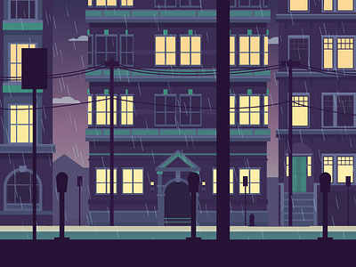 Rain in the city adobe city illustration illustrator landscape rain san francisco sf