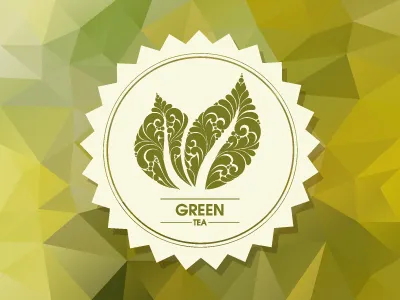 Green Tea art illustration label ornament pattern tea vector