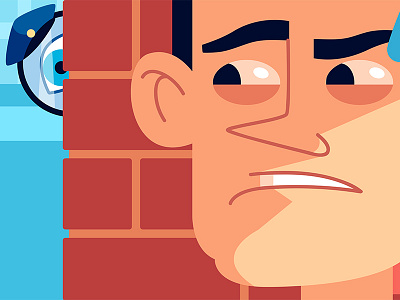 Hiding Out blue character eye hiding illustration man red vector