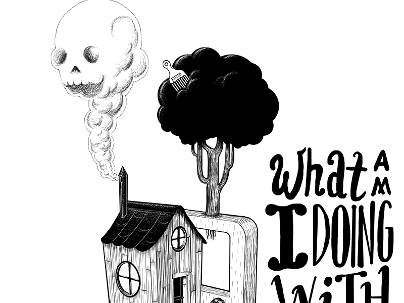 Life? black white graphic design illustration onefold screen print typography