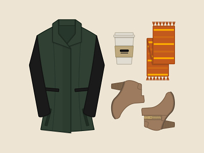 Fall Essentials autumn boots coffee fall illustration jacket latte leather outfit scarf tassels time lapse