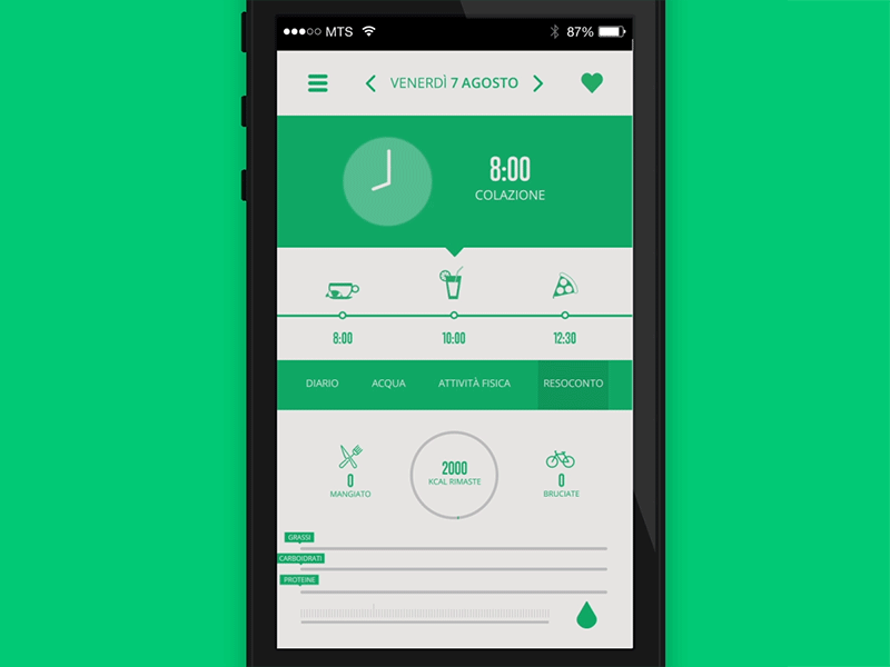 Diet Diary app diet food prototype ui ux