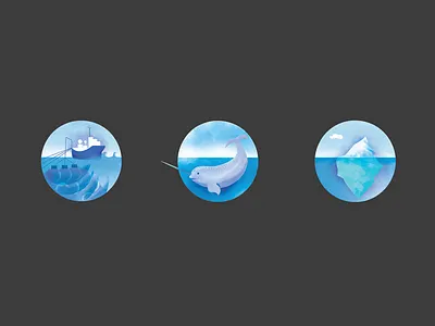 Boom Icons arctic badge greenpeace iceberg icons illustration narwhal seismic testing ship texture vessel