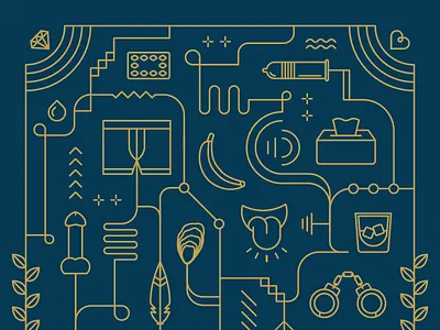 Not So Gentle #3: Sex banana condom icon illustration line art love man money penis pills tongue whisky