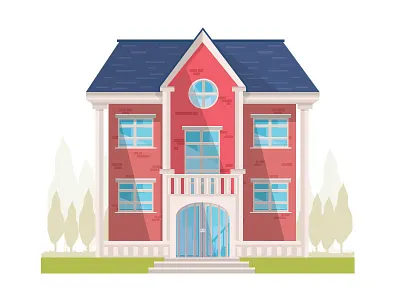 Concept House / Vector 2d build city concept design flat house illustration vector