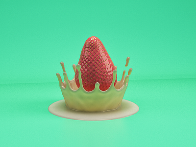 Fresa con leche! 3d c4d cinema4d food fruit milk render strawberry