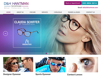 D&H eyewear fashion glasses optician profile share social trending twitter ui user ux