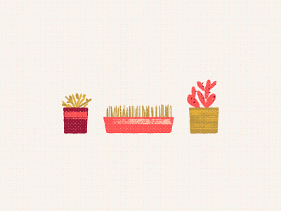 little succulents cactus garden grass illustration nature planters plants pot succulents