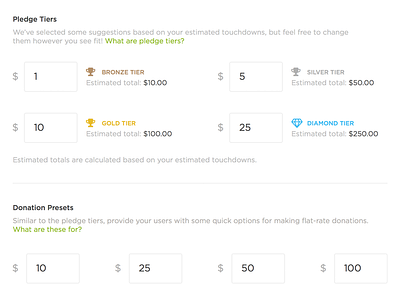 Pledge Tiers app field form pledge it pricing tiers webapp