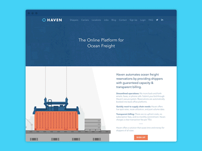 Haven Marketing Site animation flat haven landing page marketing site minimal shipping web design