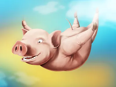 Skydiver illustration jump pig sky skydiver