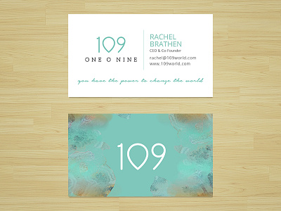 one-oh-nine world business card design graphic logo typography watercolor