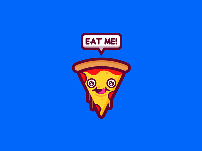 Eat me! character cute eat food icon illustration pizza